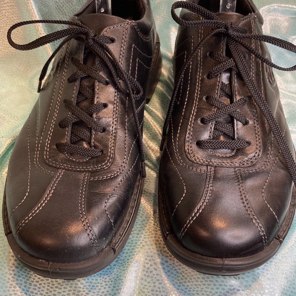 Ecco light shock point az 43 US10 black leather dress casual‎ arch support comfy